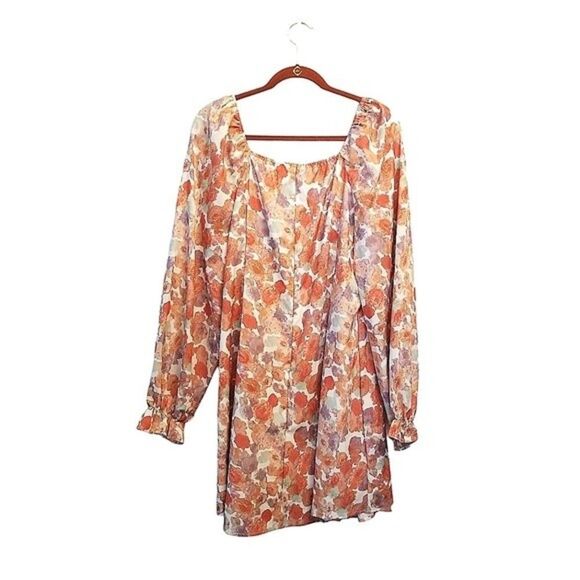 Shein Curve Floral Ruffle Sleeve Dress 1XL NWOT  2 0144 - Picture 5 of 5